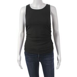 Selvi Women Basic Black Sleeveless Tank Round Neck Cotton Pullover Size S
